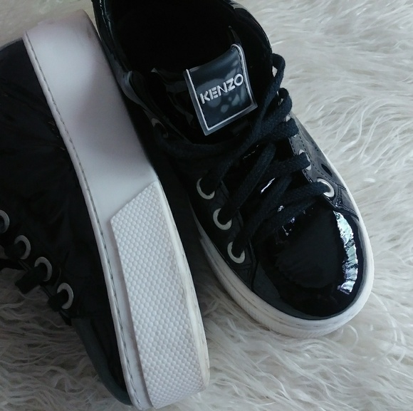 Kenzo Shoes - Kenzo Patent Leather Platform Sneaker - Noir
